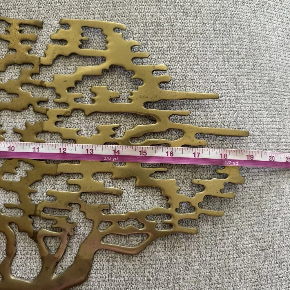 Vintage Solid Brass Bonsai Tree of Life Wall Hanging Art Sculpture Mid-Century